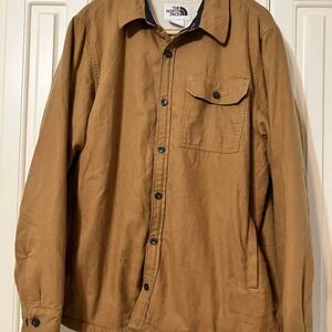 The North Face Campshire Tan Button‎ Up Fleece Liner Shirt Jacket Size XL